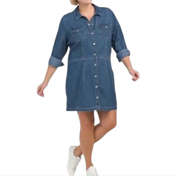 LEVIS Red Tab‎ Long Sleeve Plus Ellie Denim Shirt Dress size 2X - Picture 1 of 12